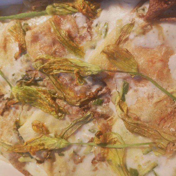 Crespelle with Asparagus and Zucchini Blossoms